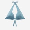 Graduated Padded Triangle Bikini Top Shiny Satin