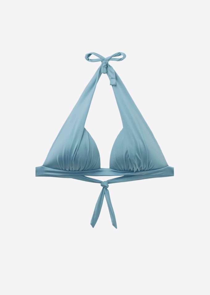 Graduated Padded Triangle Bikini Top Shiny Satin