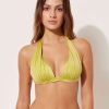 Graduated Padded Triangle Bikini Top Shiny Satin