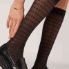 Heart Motif Mesh Knee-Highs Socks
