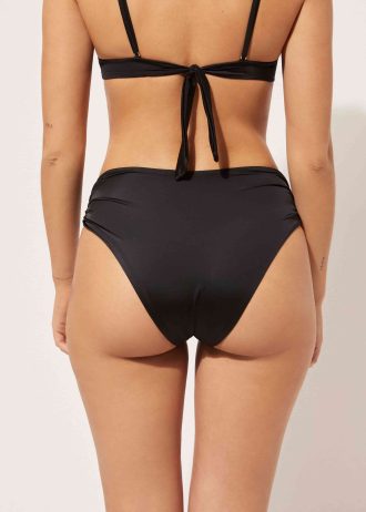 High-Waist Bikini Bottoms Shiny Satin