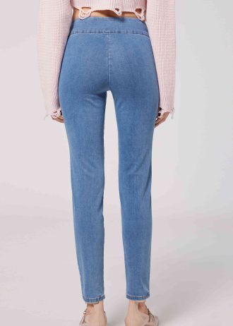 High-Waist Skinny Denim Leggings