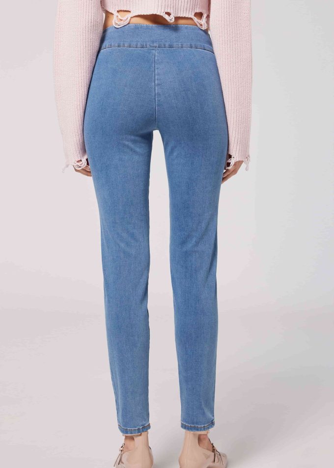 High-Waist Skinny Denim Leggings