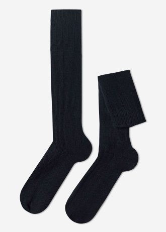 Men’s Long Ribbed Socks with Wool and Cashmere