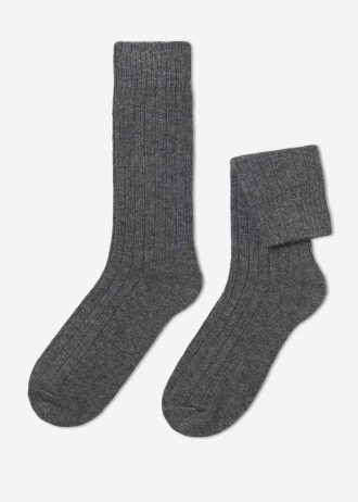Men’s Short Ribbed Socks with Wool and Cashmere