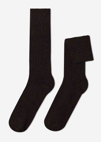 Men’s Short Ribbed Socks with Wool and Cashmere