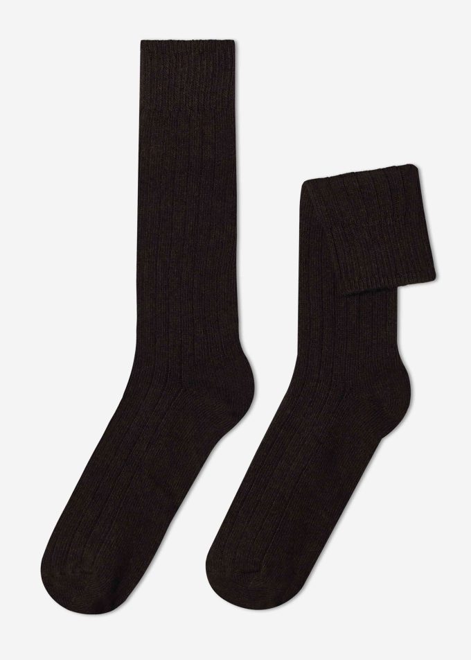 Men’s Short Ribbed Socks with Wool and Cashmere