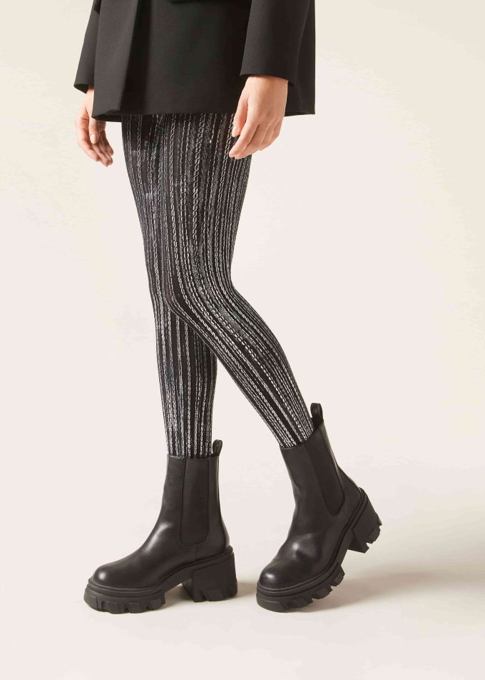 Metallic Silver 100 Denier Opaque Tights