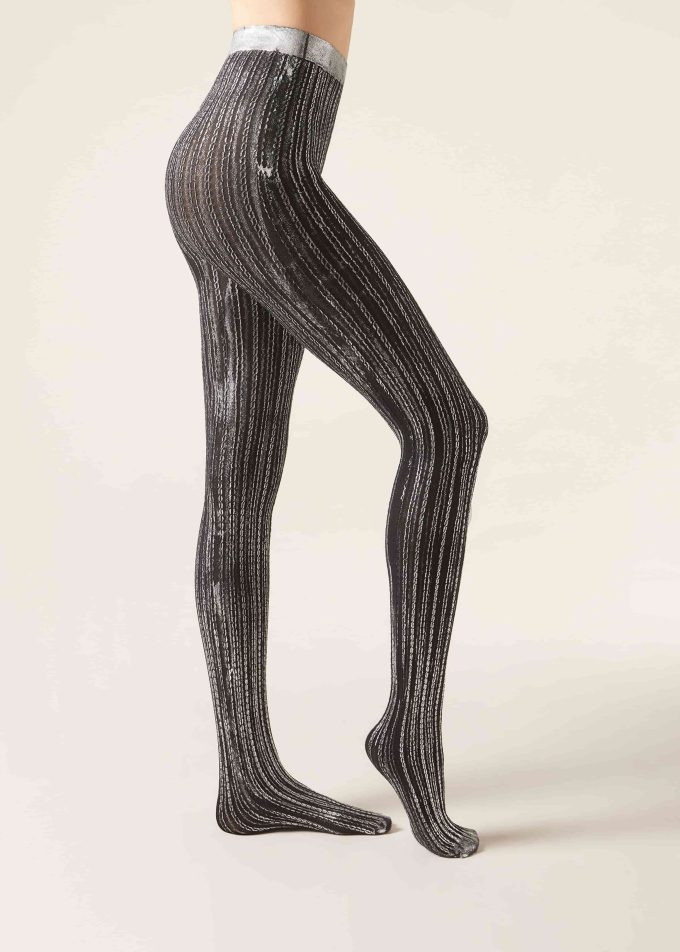 Metallic Silver 100 Denier Opaque Tights