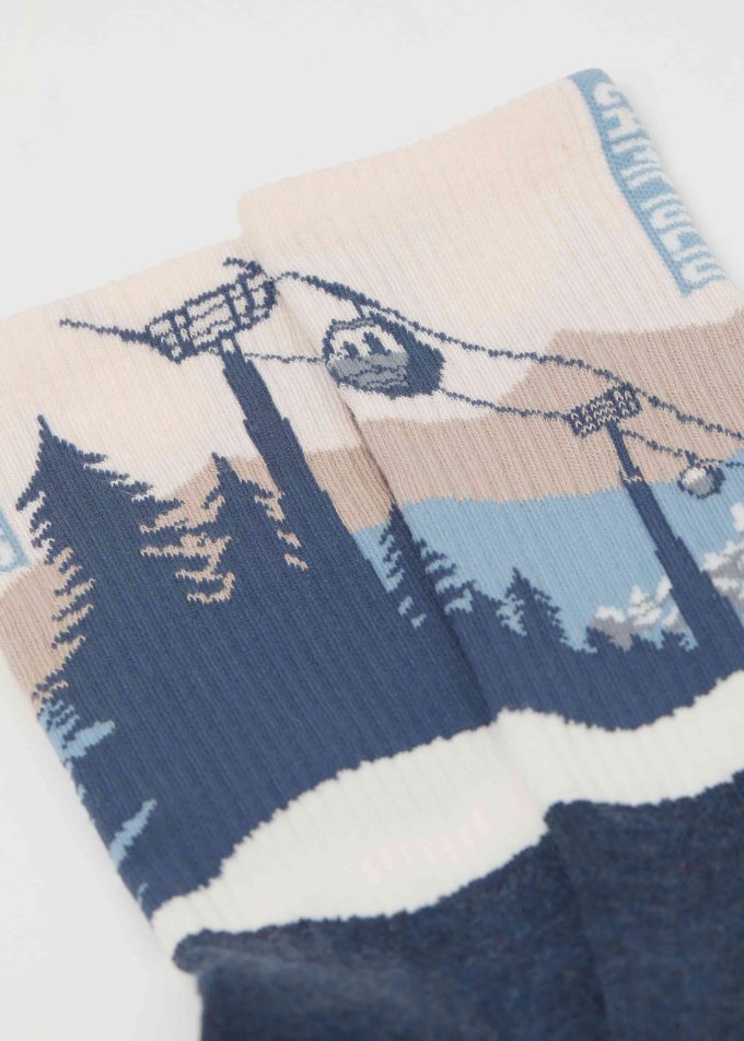 Mountain-Patterned Socks with Cashmere