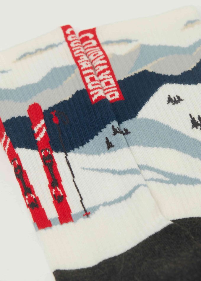 Mountain-Patterned Socks with Cashmere