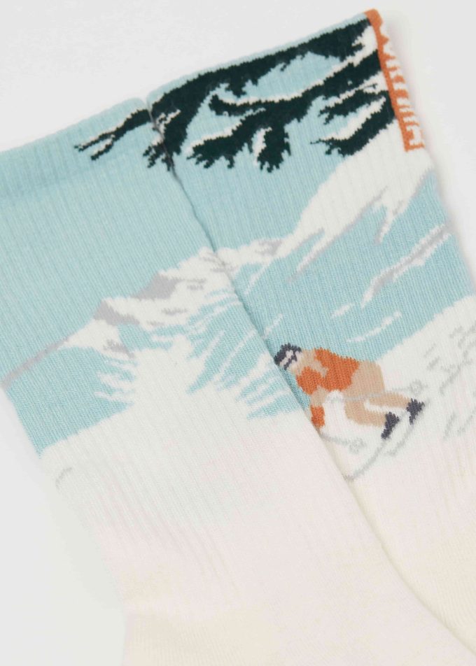 Mountain-Patterned Socks with Cashmere