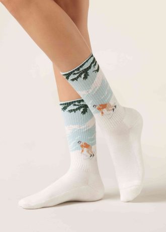 Mountain-Patterned Socks with Cashmere