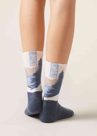 Mountain-Patterned Socks with Cashmere