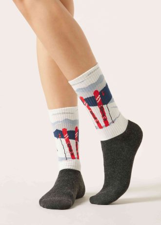 Mountain-Patterned Socks with Cashmere Mountain-Patterned Socks with Cashmere