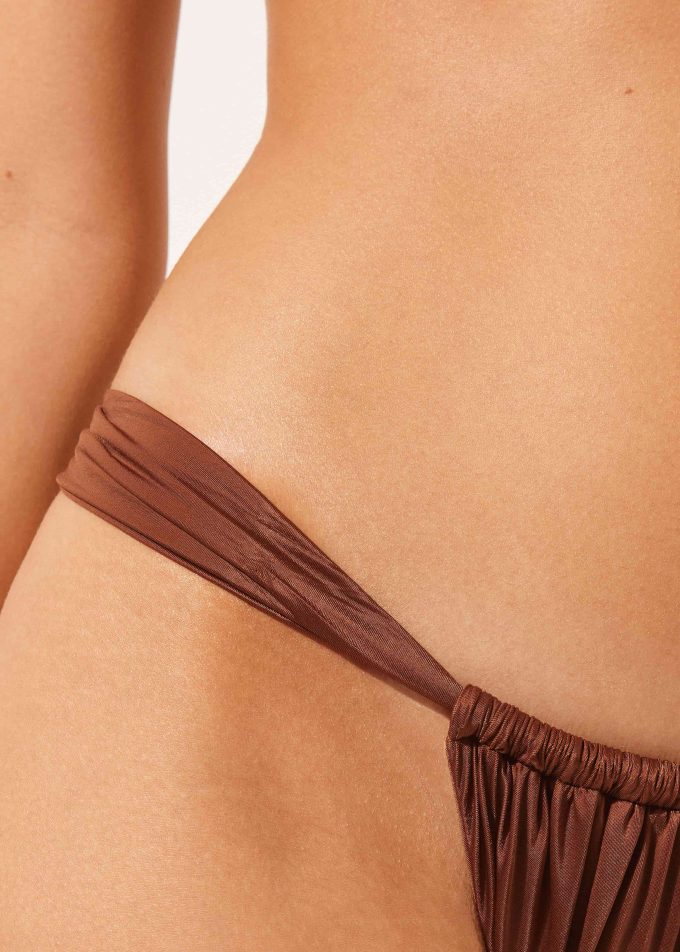 Narrow Tie Brazilian Bikini Bottoms Shiny Satin