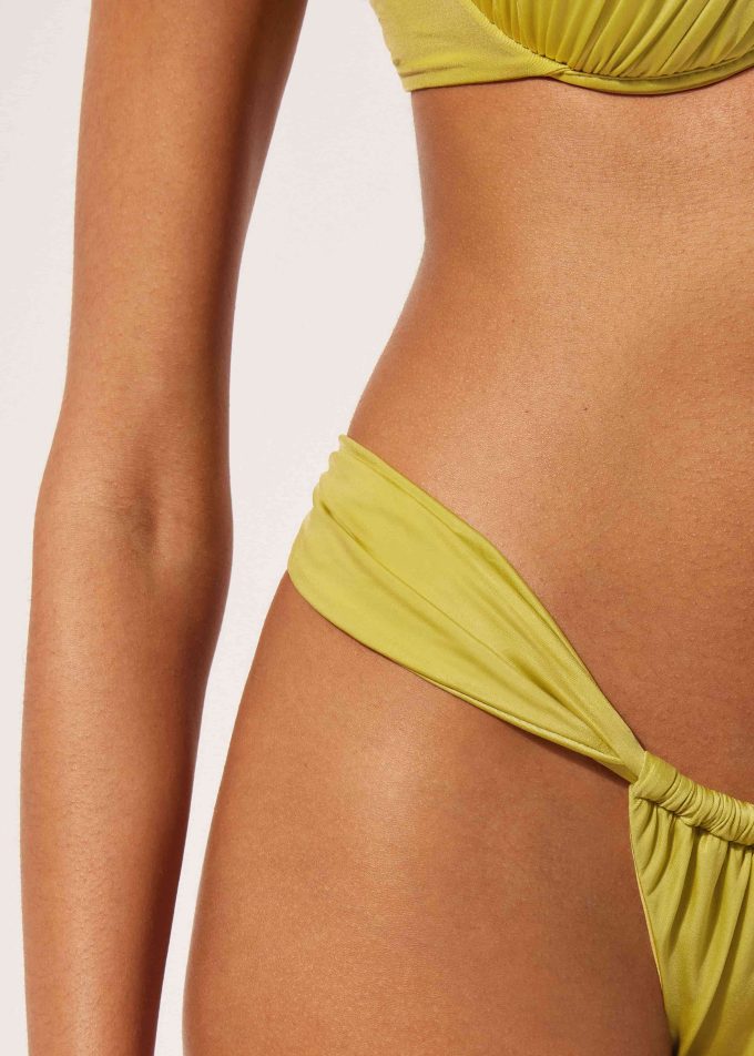 Narrow Tie Brazilian Bikini Bottoms Shiny Satin