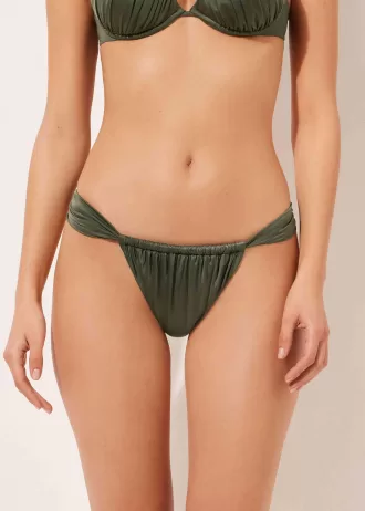 Narrow Tie Brazilian Bikini Bottoms Shiny Satin