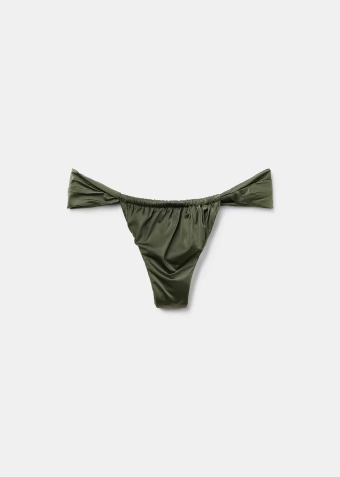 Narrow Tie Brazilian Bikini Bottoms Shiny Satin