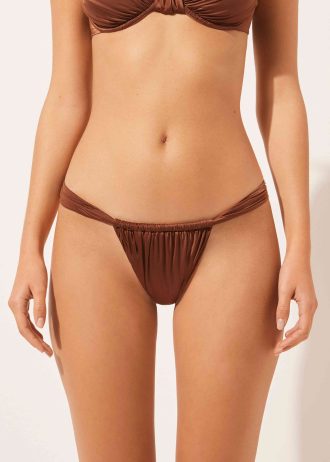 Narrow Tie Brazilian Bikini Bottoms Shiny Satin