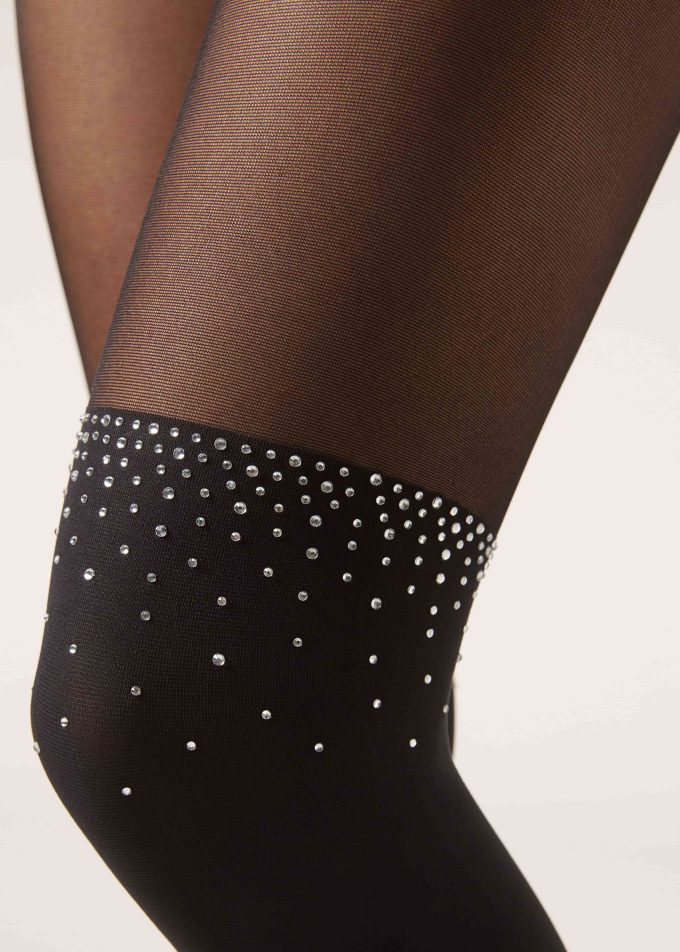 Over-the-Knee Effect 70 Denier Tights with Diamanté Appliqué