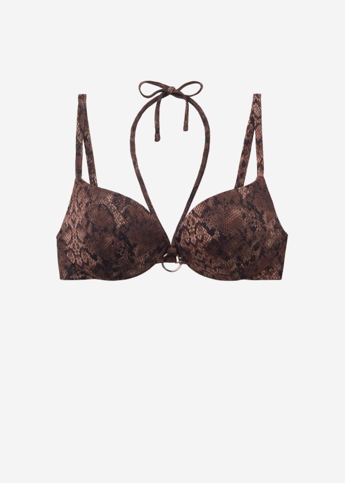 Padded Push-Up Bikini Top Brown Snake Padded Push-Up Bikini Top Brown Snake