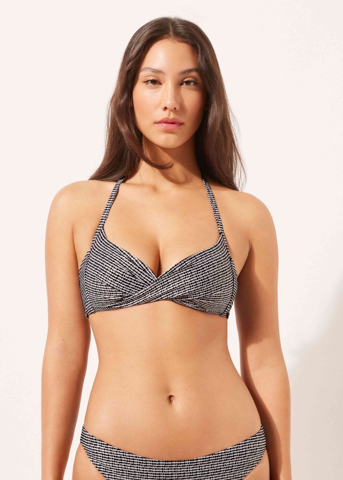 Padded Triangle Bikini Top Black Dots Padded Triangle Bikini Top Black Dots