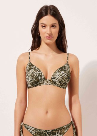 Padded Triangle Bikini Top Tropical Animalier
