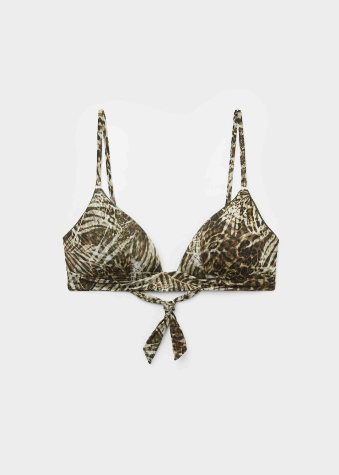 Padded Triangle Bikini Top Tropical Animalier