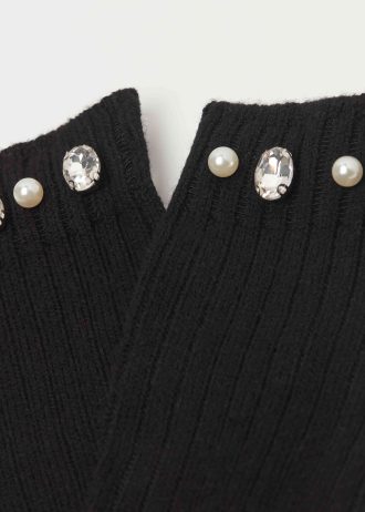 Pearl and Diamanté Appliqué Socks with Wool