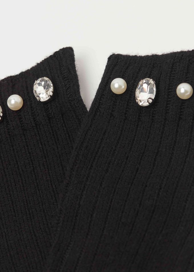 Pearl and Diamanté Appliqué Socks with Wool
