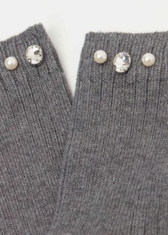 Pearl and Diamanté Appliqué Socks with Wool