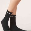 Pearl and Diamanté Appliqué Socks with Wool