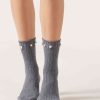 Pearl and Diamanté Appliqué Socks with Wool