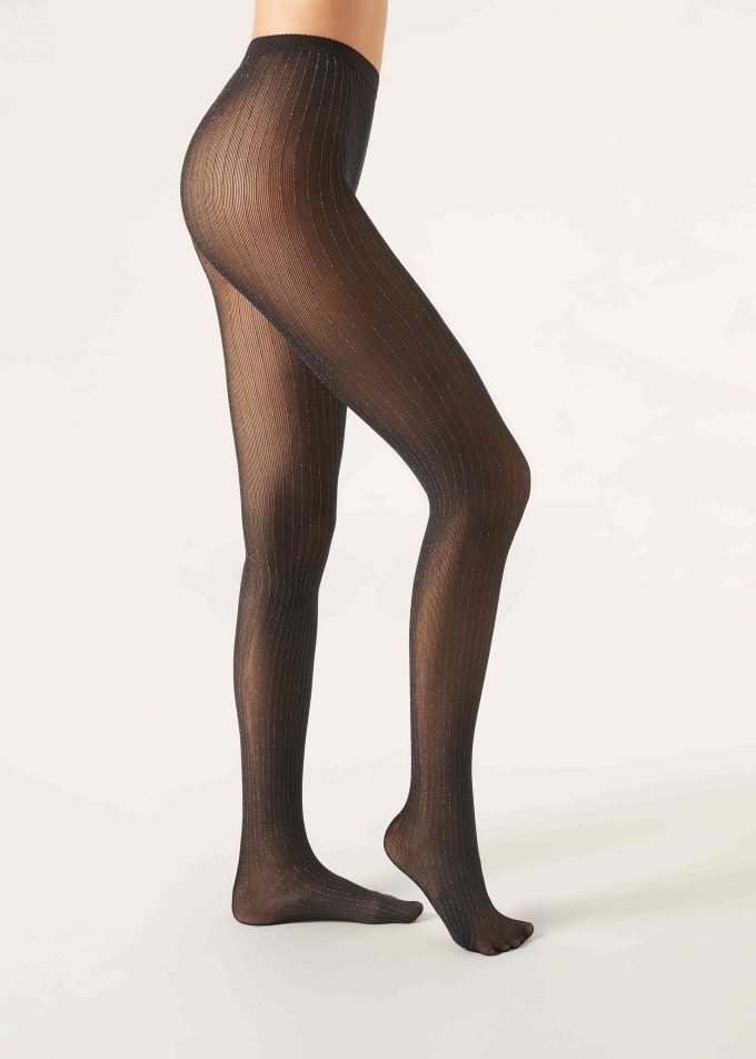 Pinstripe 40 Denier Micronet Tights