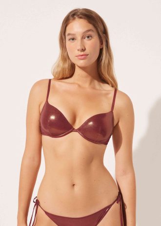 Push-Up Bikini Top Metallic Skin