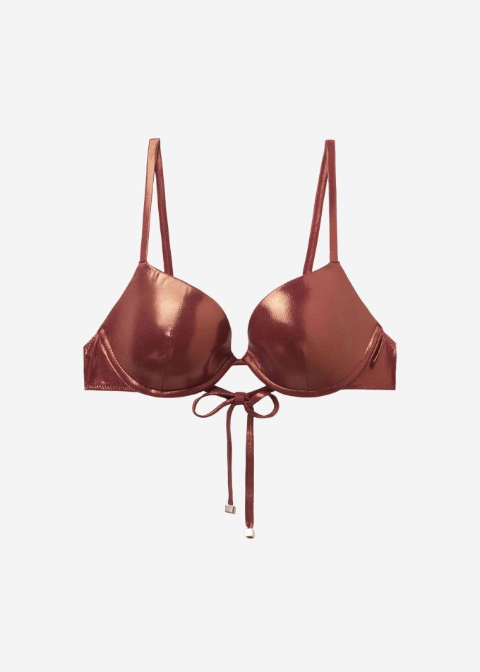 Push-Up Bikini Top Metallic Skin
