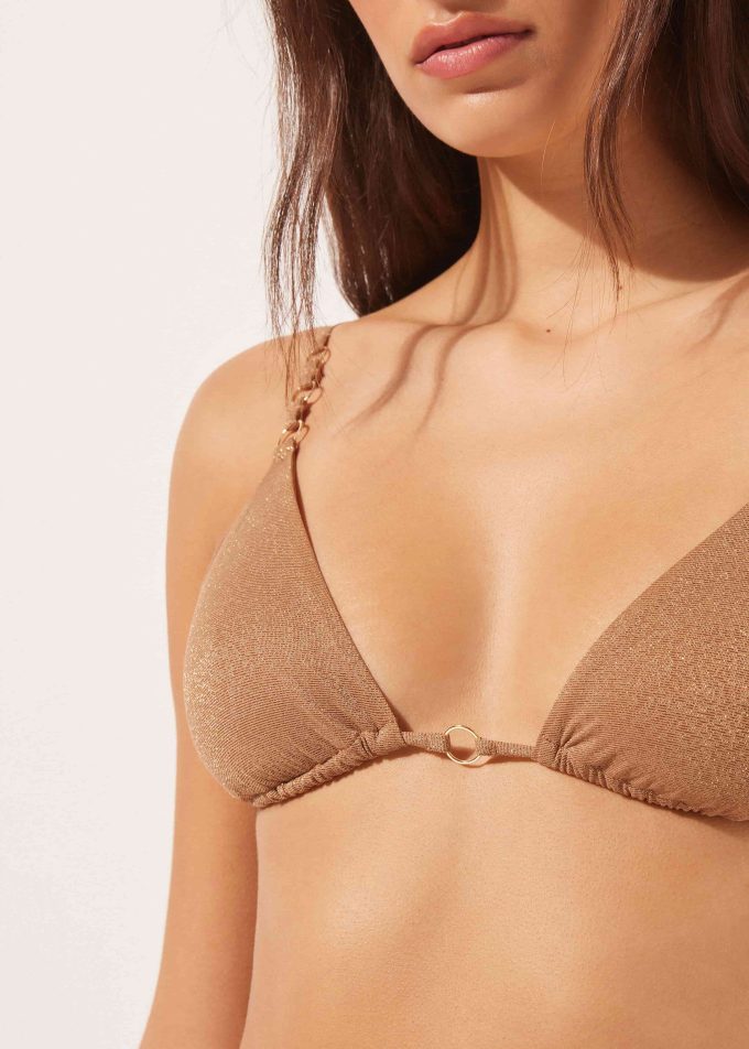 Removable Padding Triangle Bikini Top Golden Gleam