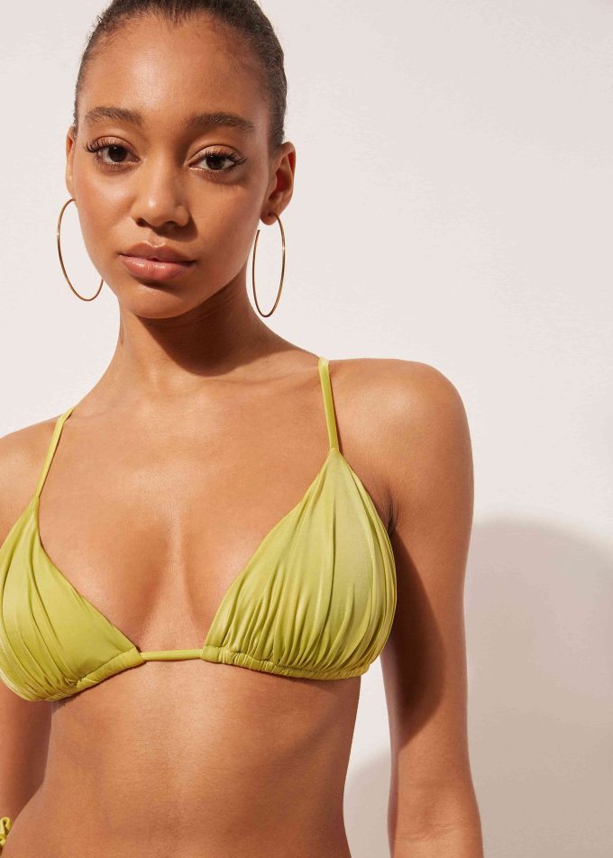 Removable Padding Triangle Bikini Top Shiny Satin Removable Padding Triangle Bikini Top Shiny Satin