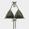 Removable Padding Triangle Bikini Top Shiny Satin