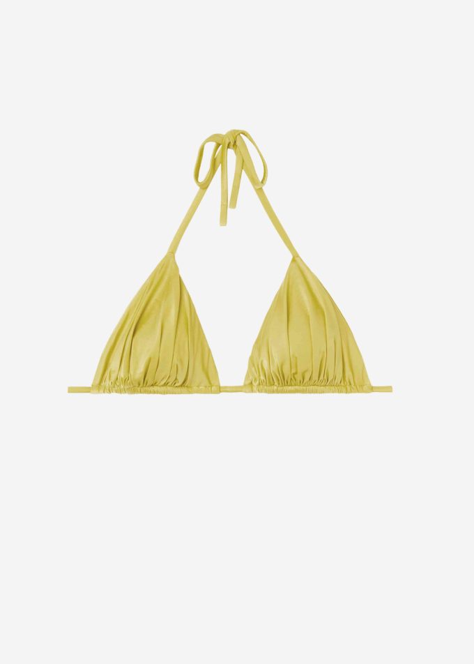 Removable Padding Triangle Bikini Top Shiny Satin Removable Padding Triangle Bikini Top Shiny Satin