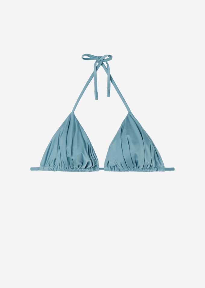 Removable Padding Triangle Bikini Top Shiny Satin Removable Padding Triangle Bikini Top Shiny Satin