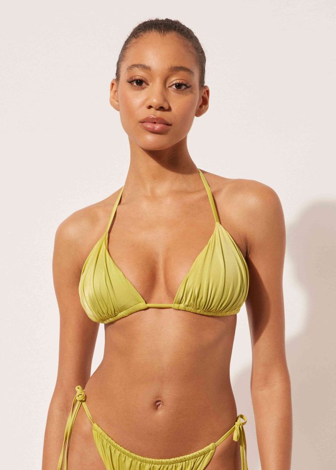 Removable Padding Triangle Bikini Top Shiny Satin Removable Padding Triangle Bikini Top Shiny Satin