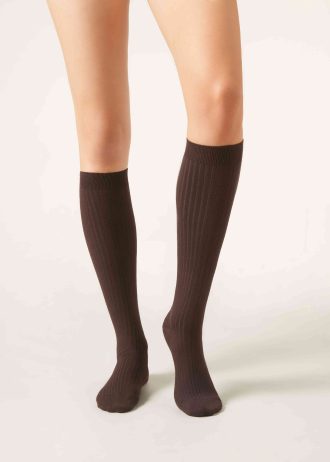 Ribbed Cashmere Long Socks