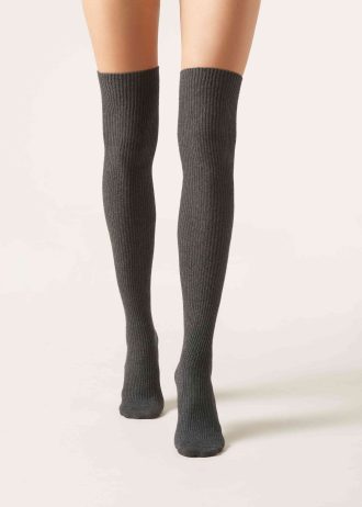Ribbed Cashmere Over-the-Knee Socks