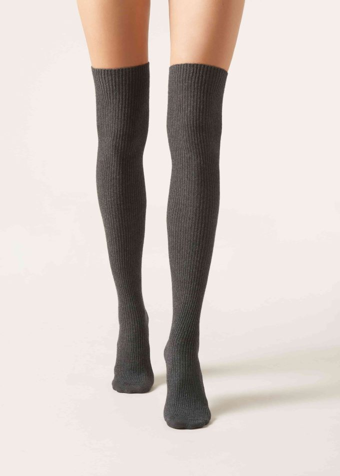 Ribbed Cashmere Over-the-Knee Socks