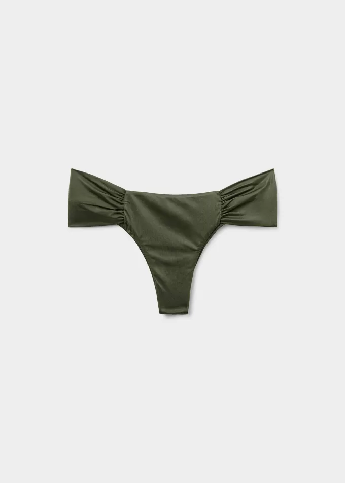 Ruched Brazilian Bikini Bottoms Shiny Satin