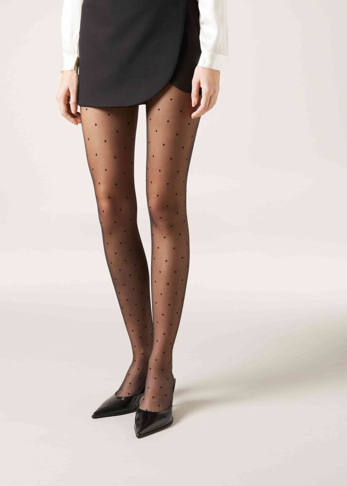 Sheer polka dot tights