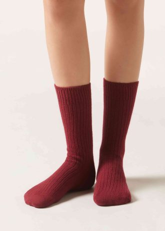 Short Ribbed Socks with Wool and Cashmere