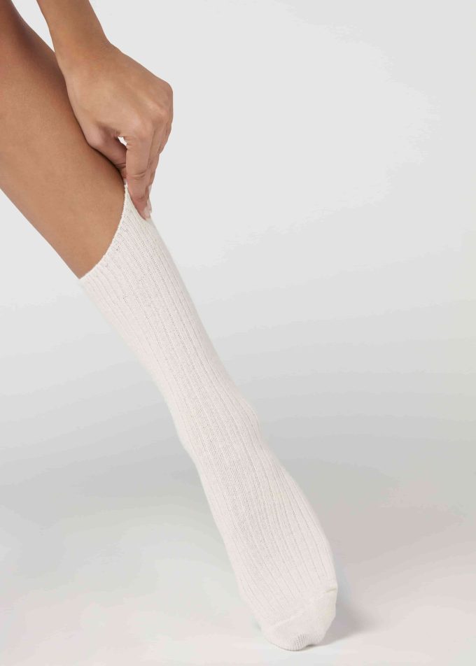 Short Ribbed Socks with Wool and Cashmere